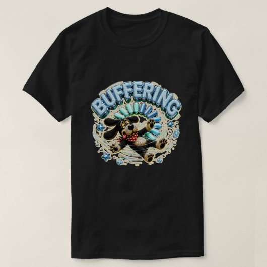 Puffernd Bitte Warten Sie Lustige Technik T-Shirt (Design vorne)