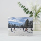 Puffers Pond Hockey Postkarte (Stehend Vorderseite)