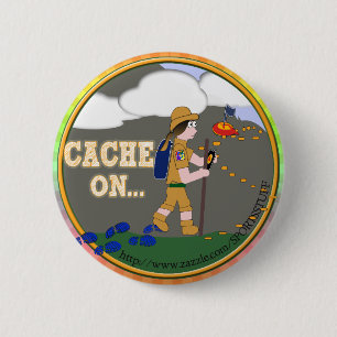 PUFFERSPEICHER AN! GEOCACHING KÜKEN-MÄDCHEN BUTTON