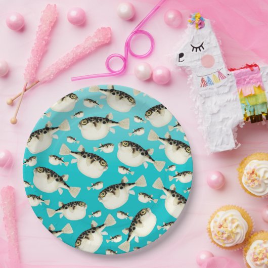 Pufffisch aquamarin pappteller (Party)