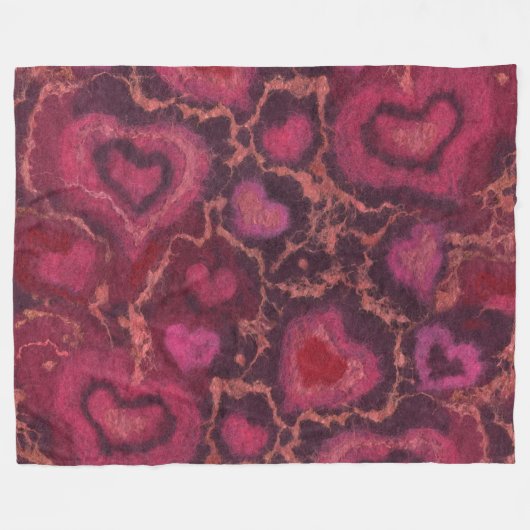 Puffherzen romantische Liebe Rosa roter Valentinst Fleecedecke (Vorderseite (Horizontal))