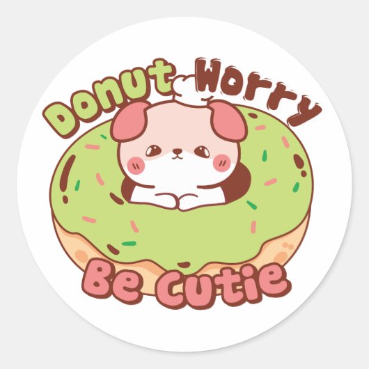 Puffi Donut Worry Runder Aufkleber (Vorderseite)