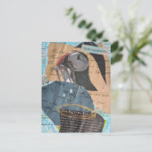 Puffin and Fish Chapter Eleven Mixed Media Collage Postkarte (Stehend Vorderseite)