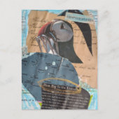 Puffin and Fish Chapter Eleven Mixed Media Collage Postkarte (Vorderseite)