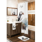 Puffin auf einer Felsenwasserfarbe, nach Maß Badematte