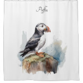 Puffin auf einer Felsenwasserfarbe, nach Maß Duschvorhang (Vorderseite)