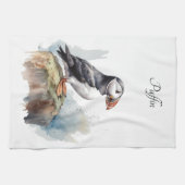 Puffin auf einer Felsenwasserfarbe, nach Maß Geschirrtuch (Horizontal)