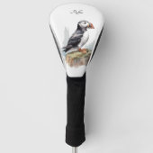 Puffin auf einer Felsenwasserfarbe, nach Maß Golf Headcover (Vorderseite)