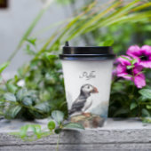Puffin auf einer Felsenwasserfarbe, nach Maß Pappbecher