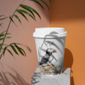 Puffin auf einer Felsenwasserfarbe, nach Maß Pappbecher