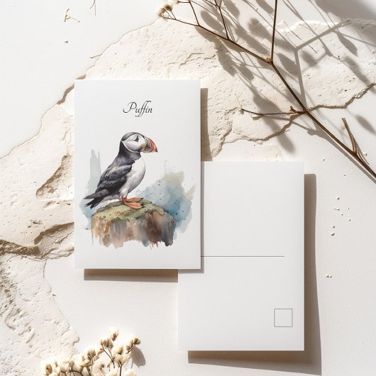 Puffin auf einer Felsenwasserfarbe, nach Maß Postkarte