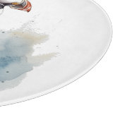 Puffin auf einer Felsenwasserfarbe, nach Maß Schneidebrett (Ecke)