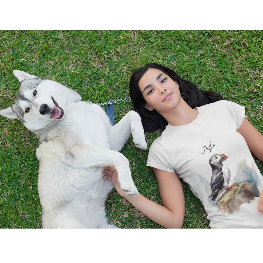 Puffin auf einer Felsenwasserfarbe, nach Maß T-Shirt