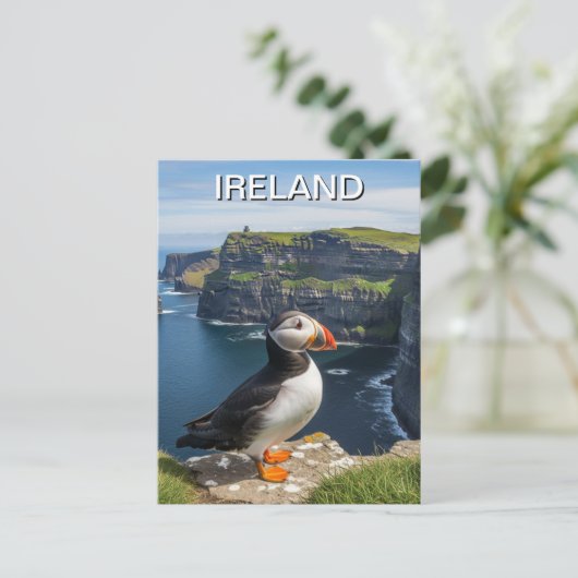 Puffin bei Cliffs of Moher Ireland Travel Postkarte (Stehend Vorderseite)