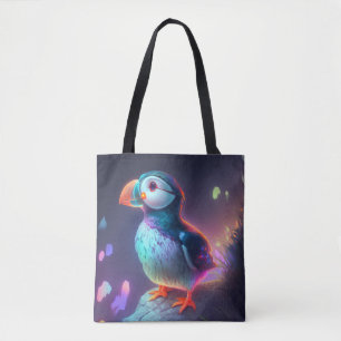 Puffin Bird Animal Portrait Painting Forest Spirit Tasche