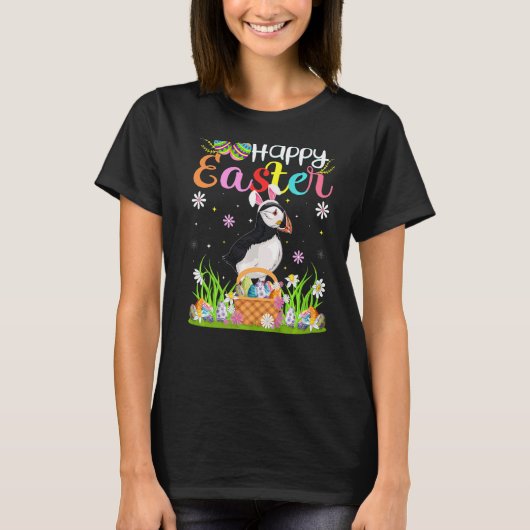 Puffin Bird Bunny Egg Jagd Puffin Happy Oaster T-Shirt (Vorderseite)