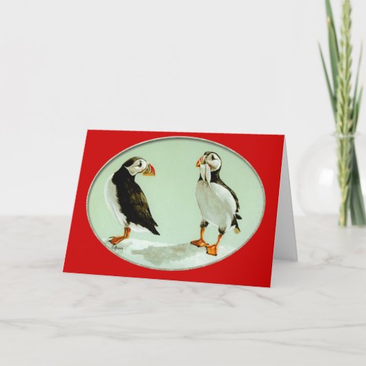 Puffin Bird Comic Art Geschenke Feiertagskarte (Vorderseite)