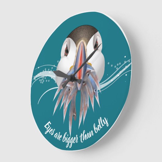 Puffin Bird Große Wanduhr (Winkel)