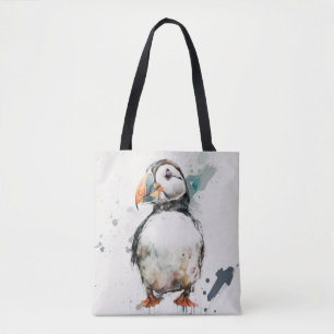 Puffin Bird Portrait Animal Painting Free Tasche