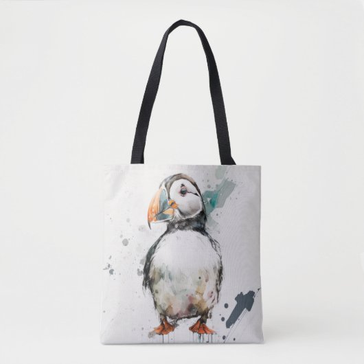 Puffin Bird Portrait Animal Painting Free Tasche (Vorderseite)