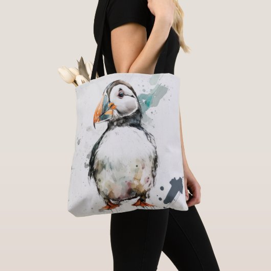 Puffin Bird Portrait Animal Painting Free Tasche (Von Nahem)