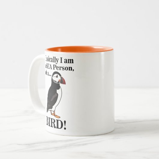 Puffin Bird Seabird Funny Zweifarbige Tasse (Vorderseite Links)