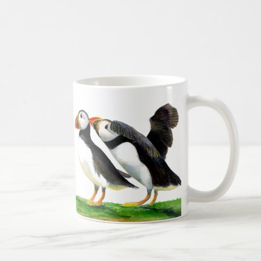 Puffin Bird Wasserfarbenmalerei Kaffeetasse (Rechts)