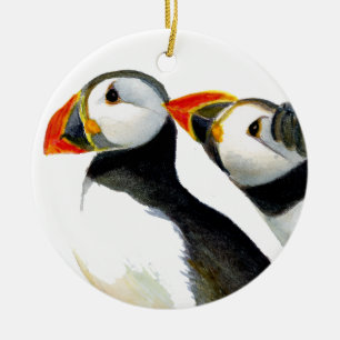 Puffin Bird Wasserfarbenmalerei Keramik Ornament