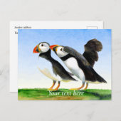 Puffin Bird Wasserfarbenmalerei Postkarte (Vorne/Hinten)