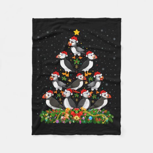 Puffin Bird Xmas Tree Gift Santa Hat Puffin Christ Fleecedecke (Vorderseite)