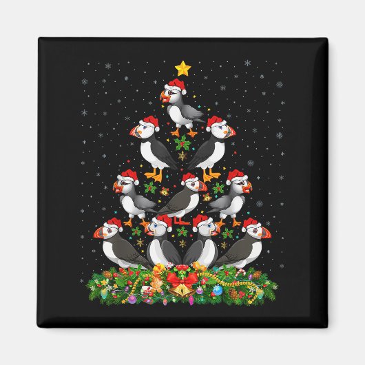 Puffin Bird Xmas Tree Gift Santa Hat Puffin Christ Magnet (Vorne)