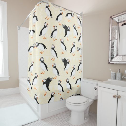 Puffin Birds Pattern Duschvorhang (Beispiel)