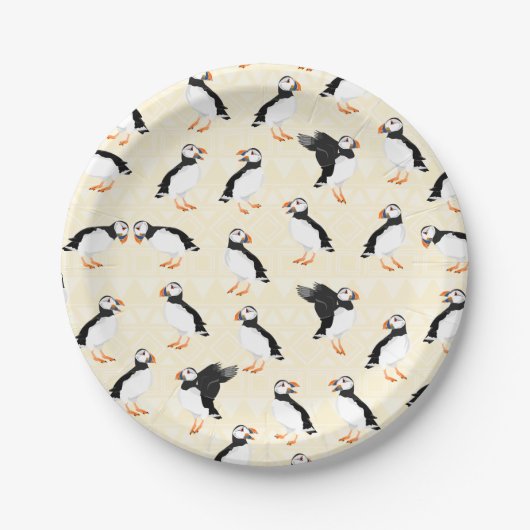 Puffin Birds Pattern Pappteller (Vorderseite)