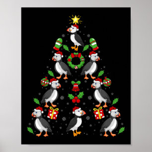 Puffin Birds Xmas Leuchtturm Puffin Weihnachten Poster