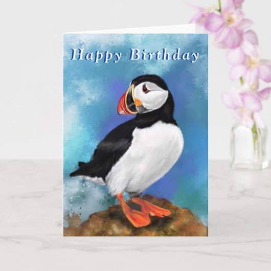 Puffin Birthday Card Karte (Orchidee)
