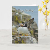 Puffin Birthday Greeting Card Karte (Gelbe Blume)