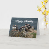 Puffin Birthday Greetings Karte (Gelbe Blume)