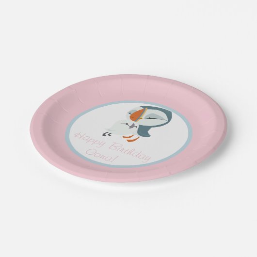 Puffin-Felsen-Party-Platte - Oona u. Kuchen Pappteller (Schrägansicht)