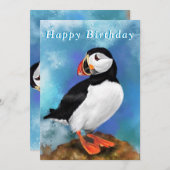 Puffin Happy Birthday Card (Vorne/Hinten)
