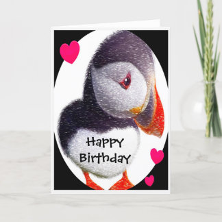Puffin Hearts Happy Birthday Card Karte