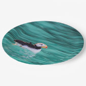 Puffin in der Auferstehungsbucht, Alaska Pappteller (Schrägansicht)