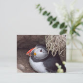 Puffin in einem Burrow Postkarte (Stehend Vorderseite)