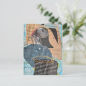 Puffin Kapitel Elf Mixed Media Collage Postkarte (Stehend Vorderseite)