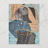 Puffin Kapitel Elf Mixed Media Collage Postkarte (Vorderseite)