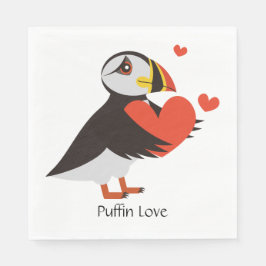 Puffin Liebe Red Hearts Design Napkins Serviette