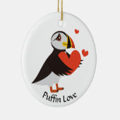 Puffin Liebe Rotes Herz Keramik Ornament (Rechts)