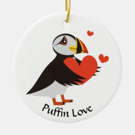 Puffin Liebe Rotes Herz Keramik Ornament