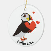 Puffin Liebe Rotes Herz Keramik Ornament (Links)