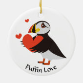 Puffin Liebe Rotes Herz Keramik Ornament (Hinten)