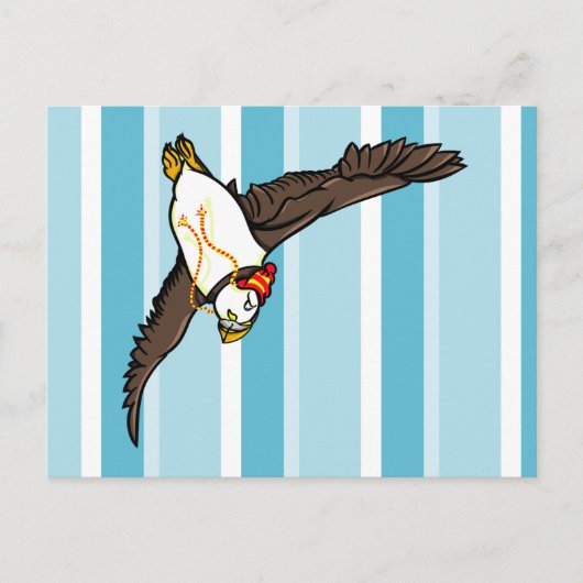Puffin mit einem Hut und einem gegossenen Hut Postkarte (Vorderseite)